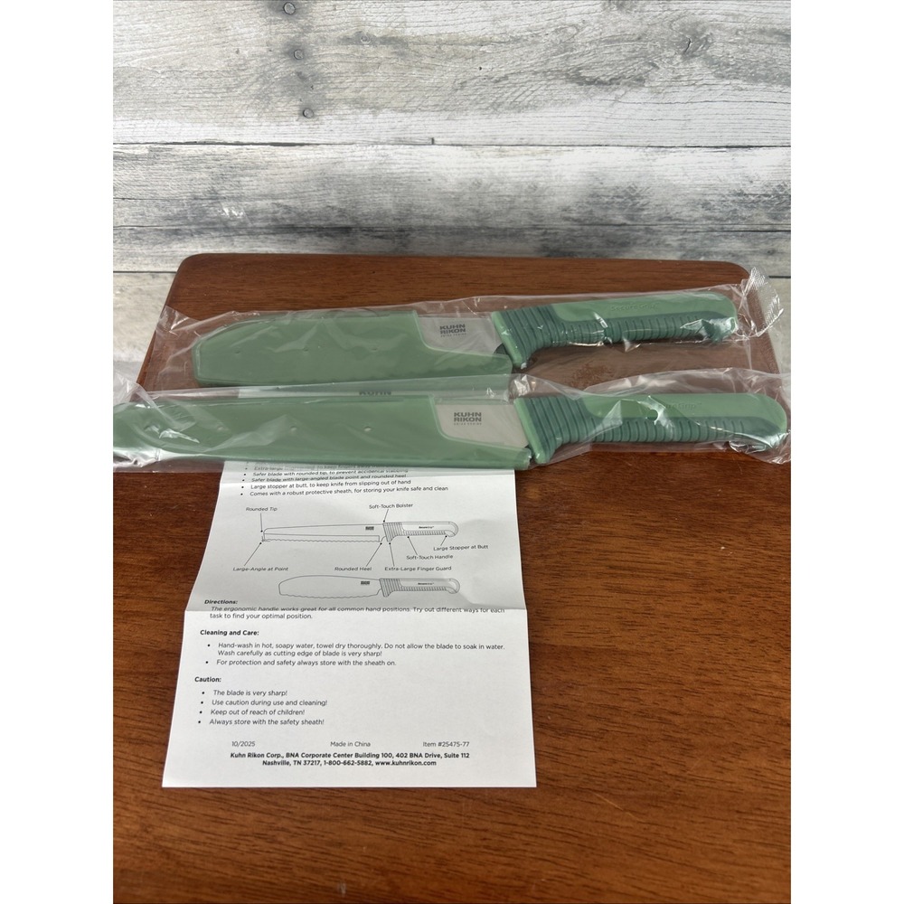 Kuhn Rikon SecureGrip Green Bread & Sandwich Knife Set